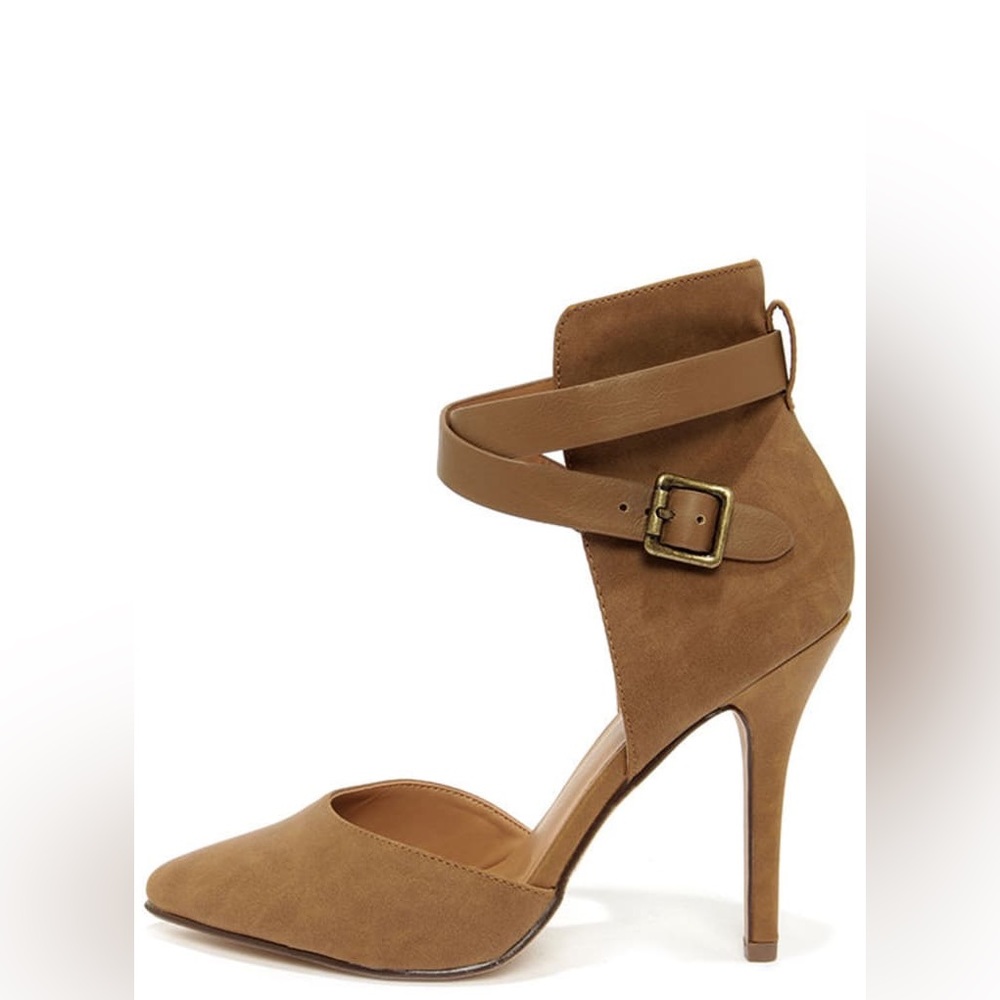 My Delicious Aijah Mid Tan High Back Pointed Heels NWOT